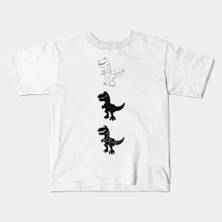 dinosaurs in a monochrome color scheme Kids T-Shirt